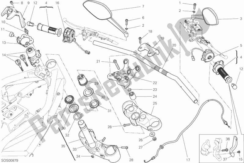 Todas las partes para Manillar Y Controles de Ducati Monster 797 Plus Thailand 2019